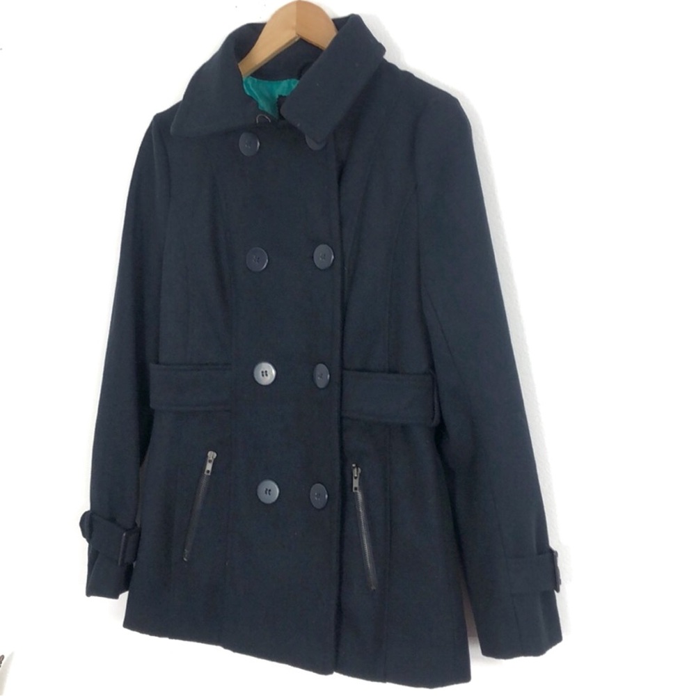 dELiAs Black double button pea coat size medium - Picture 2 of 5